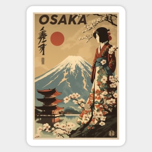 Osaka Japan Vintage Travel Art Poster Sticker